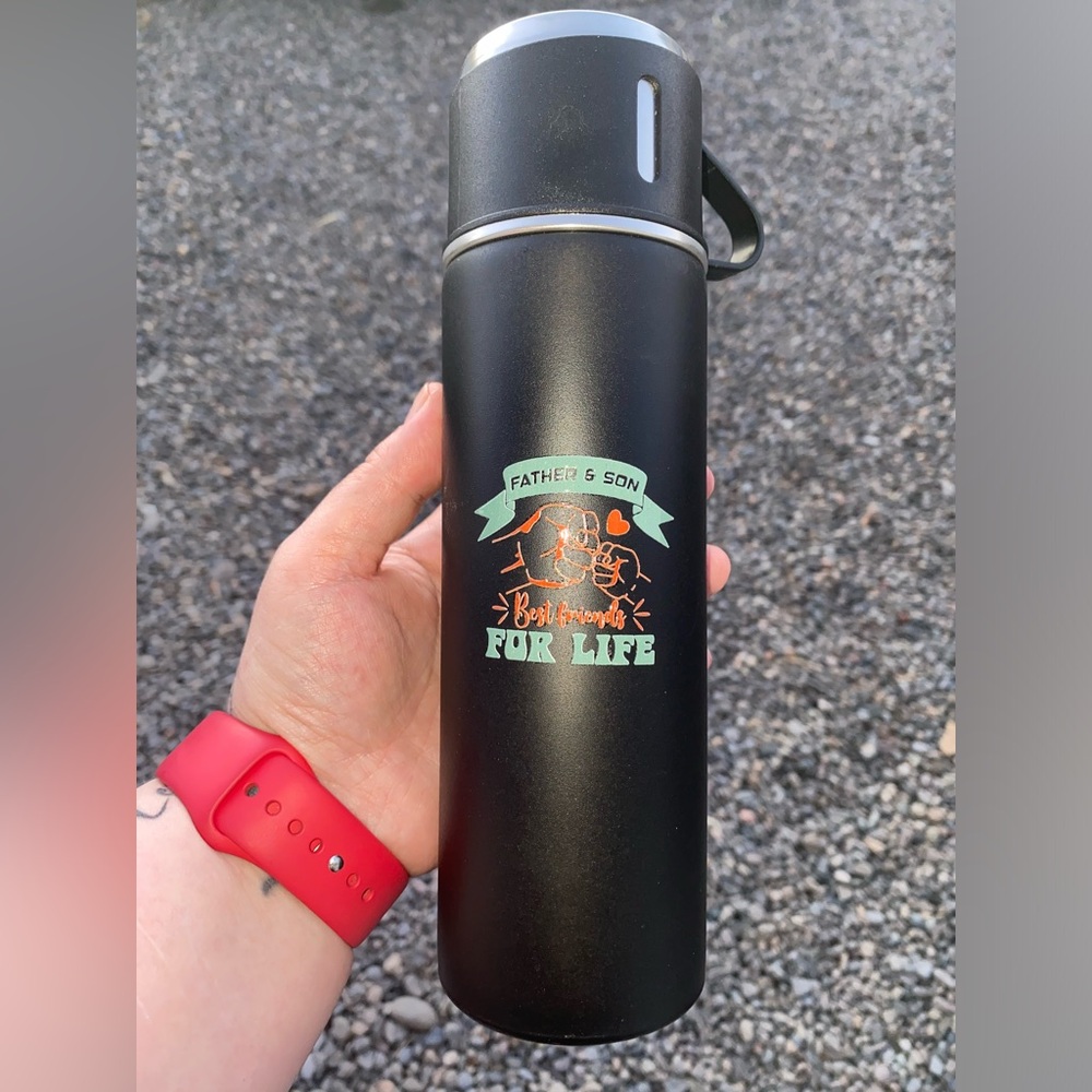 Dad and son double layer stainless steel thermos cup with leakproof insulation